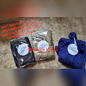 Babybemine 3-in-1 labor/delivery/nursing gowns NWT black,green, navy blue